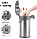 OJOJ 4L/133OZ Thermal Coffee Carafe with Pump, Thermal Beverage Dispenser, Coffee Airpot Stainless Steel Coffee Carafe for Hot Drinks Silver