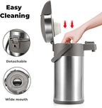 OJOJ 3L/101OZ Thermal Coffee Carafe with Pump, Thermal Beverage Dispenser, Coffee Airpot Stainless Steel Coffee Carafe for Hot Drinks Silver