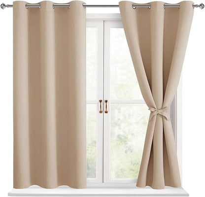 Blackout Curtains for Bedroom, 2 Drape Panels, 38 x 54 Inch | Thermal Insulated by Hiasan