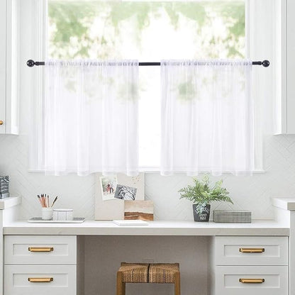 MIULEE 2 Panels Kitchen Tiers Half Window Sheer Curtains 29 X 40 Inch White | - Image 7