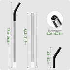 Snowfall Metal Straws for Stanley 40 OZ Tumbler, Long Reusable Stainless Steel Drinking Straws with Silicone Tip for Simple Modern 40 OZ Tumbler (Cream Gray)