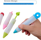 Cake Decorating Pen Dessert Decorating Tool, Silicone Food Syringe Cylinder with 4 Heads Cookie Icing Piping Nozzles Used for Chocolate Jam, Lettering, Drawing, Cream (Green)