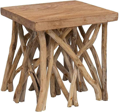Coffee Table Brown Mixed Recycled Wood Small Rustic Living Room Table Durable - Image 6