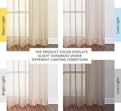 NICETOWN Taupe Voile Sheer Curtains 108 inches Long - Image 2