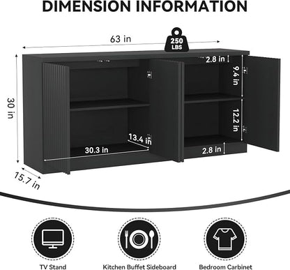 63'' Fluted TV Stand for TVs up to 75'', Modern Media Console - Image 2
