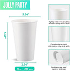 JOLLY PARTY 210 Pack 16 oz Disposable Paper Coffee Cup, Hot/Cold Beverage Drinking Cups for Water, White Paper Hot Coffee Cups