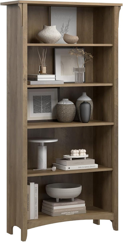 Bush Home Salinas 5 Shelf Bookcase in Reclaimed Pine, Tall Bookshelf, Large - Image 6