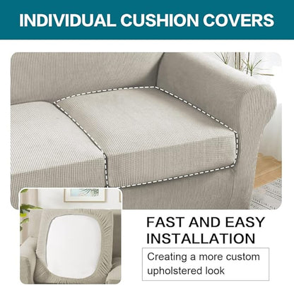 Turquoize 3 Piece Sofa Covers for 2 Cushion Couch Sofa Slipcover Soft Couch - Image 5