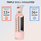 Coldest Insulated Water Bottle with Straw Lid - Stainless Steel Metal Insulated Bottle for Men & Women (Forever Pink Glitter, 21 oz)