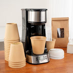 Restaurantware 8 Ounce Double Wall Disposable Coffee Cups, 25 Insulated Kraft Paper Tumblers Ripple Wall Design, Lids Available and Sold Separately, for Hot Drinks like Tea, Hot Chocolate