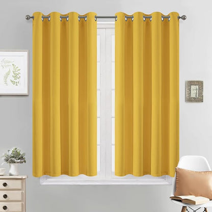 Yakamok Room Darkening Curtains 52x45 inch Long Mustard Yellow-Living Room | 2 by Yakamok