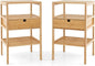 Giantex Bamboo Nightstands Set of 2, Wood Side Tables by Giantex