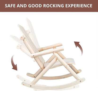 Outvita Wooden Rocking Chair, Fir Log Adirondack Rocker, Outdoor Wood Accent - Image 6