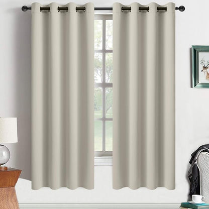 Yakamok Room Darkening Curtains 52x63 inch Length Stone-Living Room | 2 panels by Yakamok