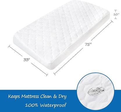 Cot Mattress Pad Waterproof 2 Pack, Quilted Cot Size Mattress Pads Cover 30" X - Image 2