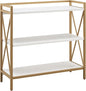 Leick Home Claudette Bookshelf, Satin Gold, 3 Shelves, Easy Assembly, 12 in D x by LeickFurniture