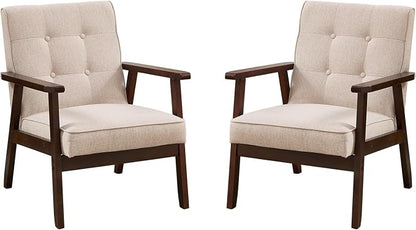 Bonzy Home Fabric Mid-Century Modern Accent Chair Set of 2, Upholstered Armchair - Image 7