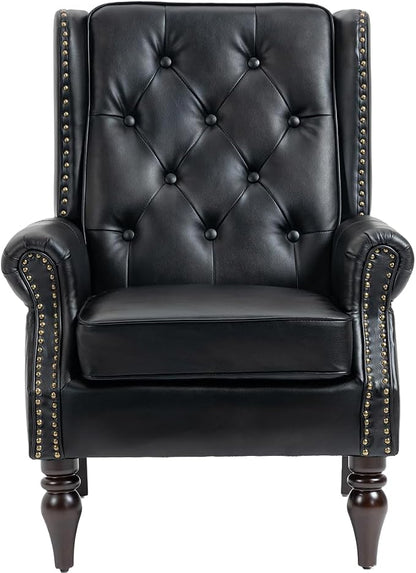 Mid-Century Wingback Chairs Set of 2, Faux Leather Accent Chairs Armchair - Image 8