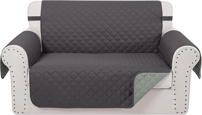 Reversible 45" Small Loveseat Sofa Covers, Dark Grey/Grey | Loveseat Covers by LuxshareHome