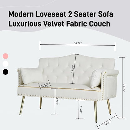 oaaktu Small Velvet Loveseat Sofa - Image 2