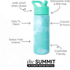 Simple Modern Kids Summit Water Bottle with Straw Lid | Vacuum Insulated Stainless Steel | Leak Proof BPA-Free Cup for School | 18oz, Ocean Tide