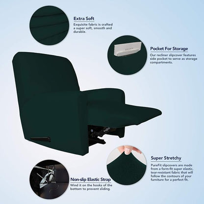PureFit Stretc Recliner Chair Covers Fleece Soft Couch Covers - Image 3