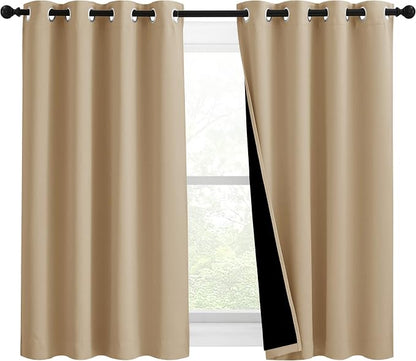 NICETOWN Bedroom Full Blackout Curtain Panels, Super Thick Insulated Grommet by NICETOWN