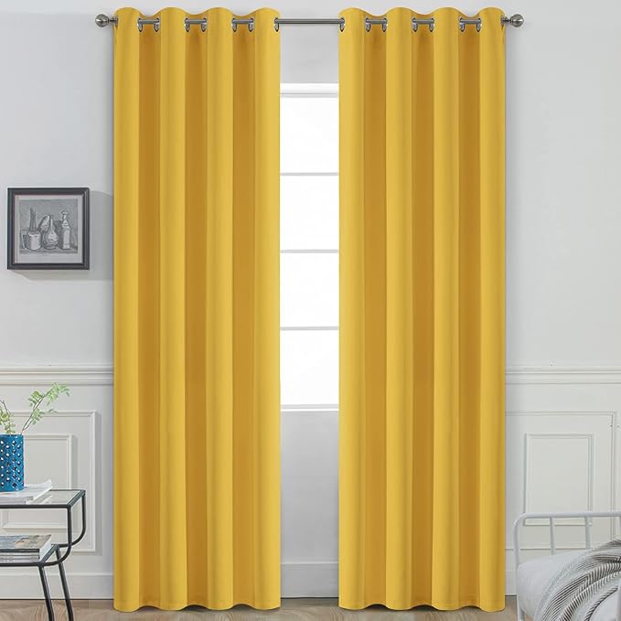 Yakamok Room Darkening Curtains 52x84 inch Long Mustard Yellow-Living Room | 2 by Yakamok