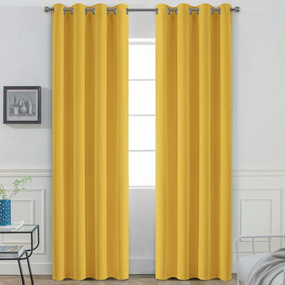 Yakamok Room Darkening Curtains 52x84 inch Long Mustard Yellow-Living Room | 2 by Yakamok