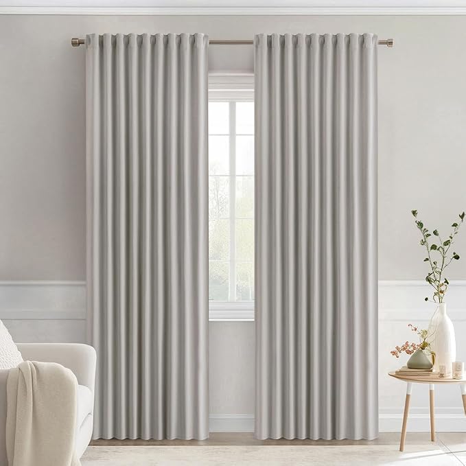 MIULEE Cobblestone Back Tab Blackout Curtains 52x90 Inch Long 2 Panels Set | by MIULEE