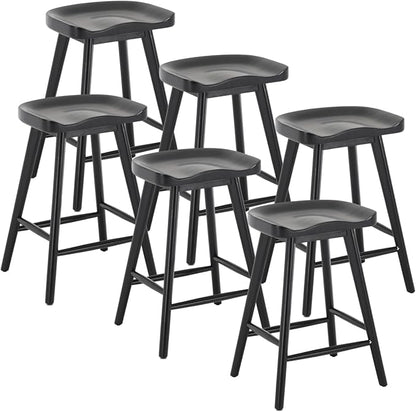 LukeAlon 24.25" Classic Counter Height Wood Barstools Set of 6 Wooden Ergonomic by LukeAlon