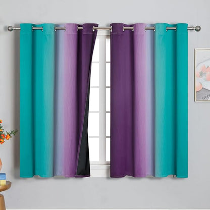 Ombre Teal and Purple Blackout Curtains - Image 2