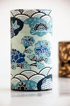 Japanese Pokkan Coffee Spice Tea Tin Canister Washi Paper Storage with Lid 7.05 oz Capacity (Han)