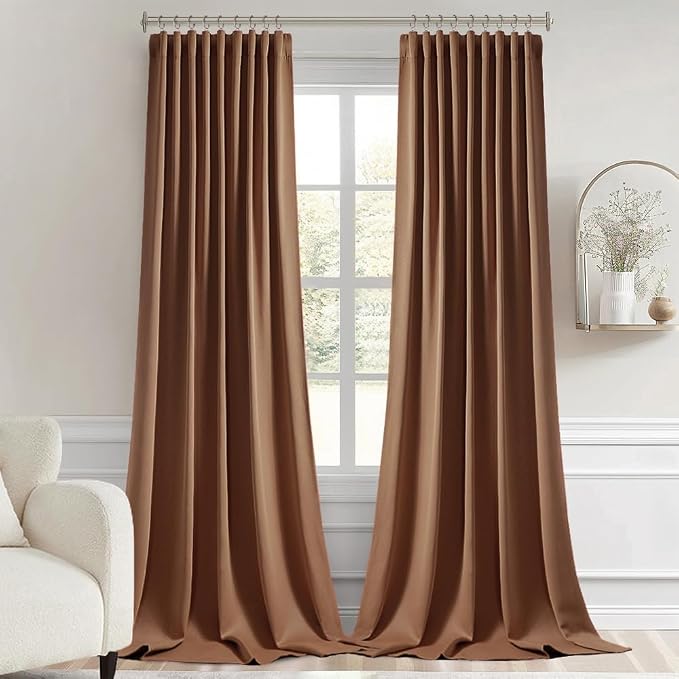 MIULEE Cappuccino Brown Back Tab Blackout Curtains 52x120 Inch 2 Panels Set | - Image 9