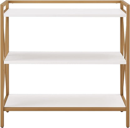 Leick Home Claudette Bookshelf, Satin Gold, 3 Shelves, Easy Assembly, 12 in D x - Image 4