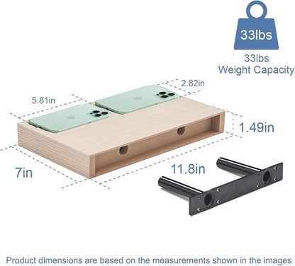 Floating Shelves, Oak Wooden Set of 3 Wall Mounted Bathroom Shelves Over Toilet - Image 3