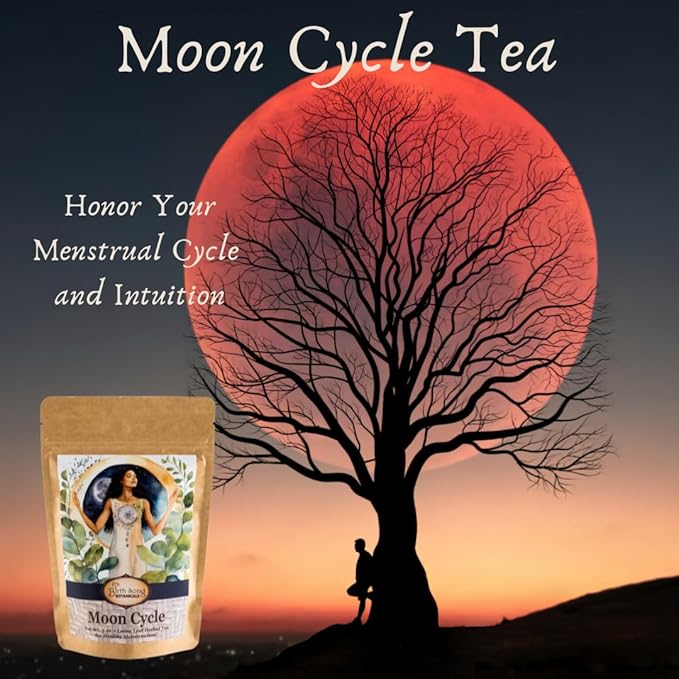 Organic Moon Cycle Herbal Tea for Period Support, Herbal Supplement to Bring Hormonal Harmony to Your Feminine Cycle with Mugwort, Red Raspberry Leaf, Chamomile, 3 oz Bag