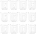 17 Oz Transparent Lab Measuring Cup, 500ml Plastic Beaker Cups, for Science Experiment, Liquid Measuring, 12 Pcs
