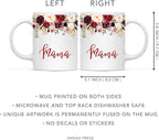 Andaz Press 11oz. Mother's Day Ceramic Coffee Tea Mug Gift, Fall Autumn Marsala Burgundy Flowers Roses Florals, Mama, 1-Pack