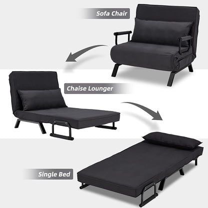 Hupmad Convertible Bed Sleeper Chair, Tri-fold Upholstered Armchair Sleeper - Image 4
