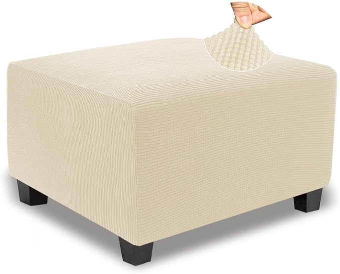 NeColorLife Stretch Ottoman Cover Square Soft Knitted Jacquard Washable Thick by NeColorLife