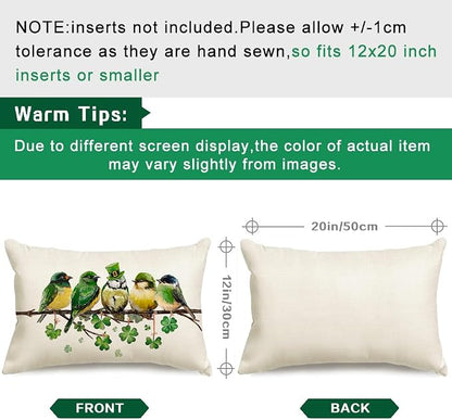 RABUSOFA St.Patricks Day Pillow Covers 12x20 Inch, Birds Shamrock St Patricks - Image 7
