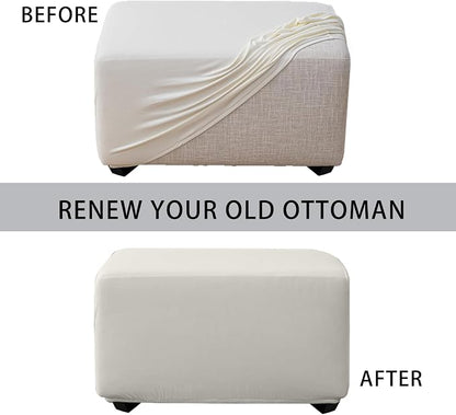 Super Stretch 40x40x15 inch Square Ottoman Cover- Soft Form Fit Ottoman Cover - Image 4