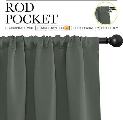 NICETOWN 2 Panels Blackout Curtains, Rod Pocket Window Curtains Room Darkning - Image 2