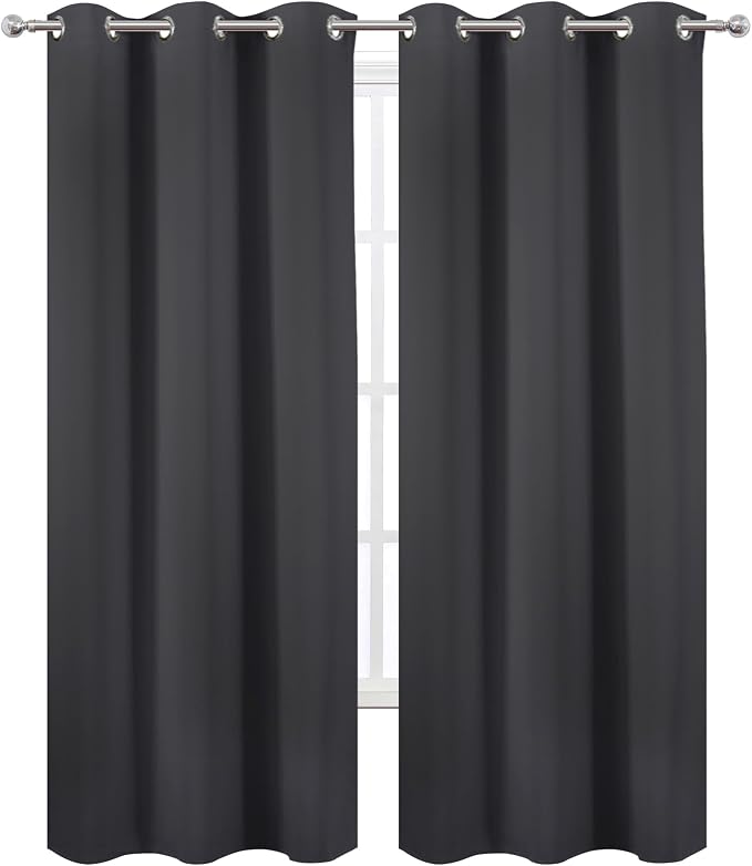 Dark Grey Thermal Blackout Curtains/42 x 84 Inch/Set of 2 Panels Room Darkening - Image 2