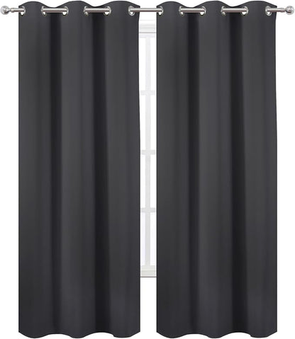 Dark Grey Thermal Blackout Curtains/38 x 84 Inch/Set of 2 Panels Room Darkening - Image 2