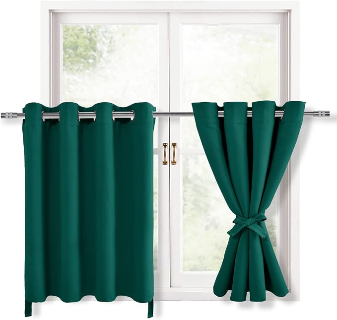 Blackout Curtains for Bedroom, Hunter Green, 52 x 36 Inch, 2 Panels | Thermal - Image 8