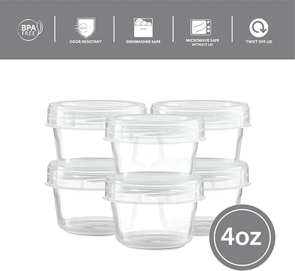 (4 Ounce 10 Pack) Clear Twist cap Containers Clear with Screw on Lids Twist Top Food Storage Freezer Containers