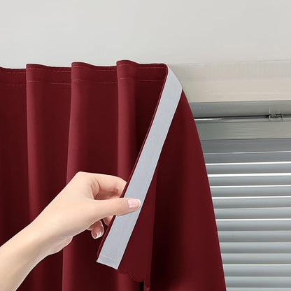 Thermal Blackout Curtains with Self-Adhesive Tape, No Rod No Drill Easy Install by Sovtfides