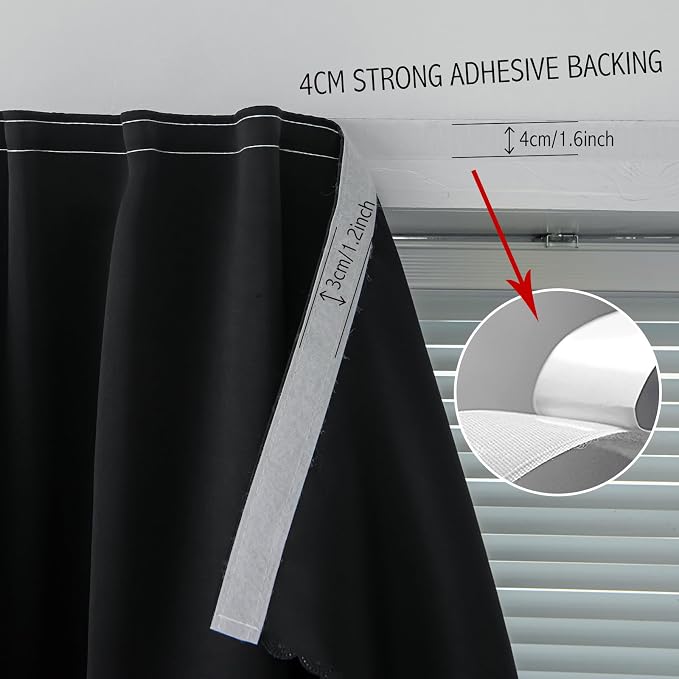 Portable Light Blocking Curtains Self Stick Design Removable Adhesive Window - Image 7
